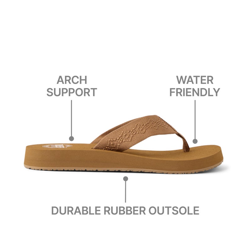 Reef Sandy Womens Beach Flip Flop, Soft Woven Strap Made From 100% Recycled PET, Tan, 7 - Image 5